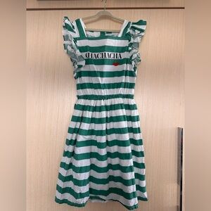 Bobo Choses Green and White Striped Dress